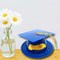 24 Count Graduation Cap Cake Topper Durable Plastic Party Decoration Royal Blue 3.5 Inch